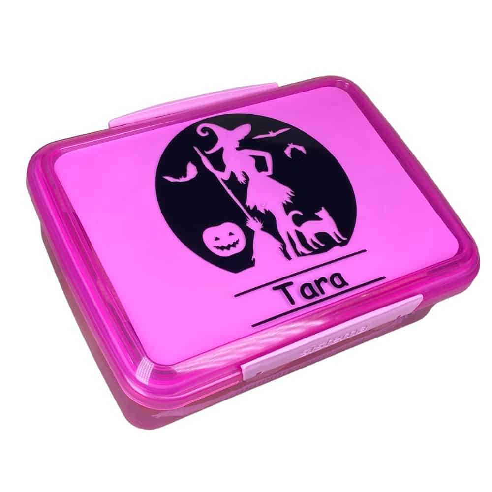 personalised lunchbox labels - black witch label